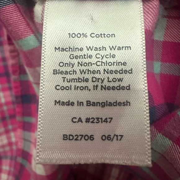 Talbots Pink Blue Plaid Long Sleeve Button Up Shirt Size 2X 100% Cotton Colorful - Picture 4 of 4
